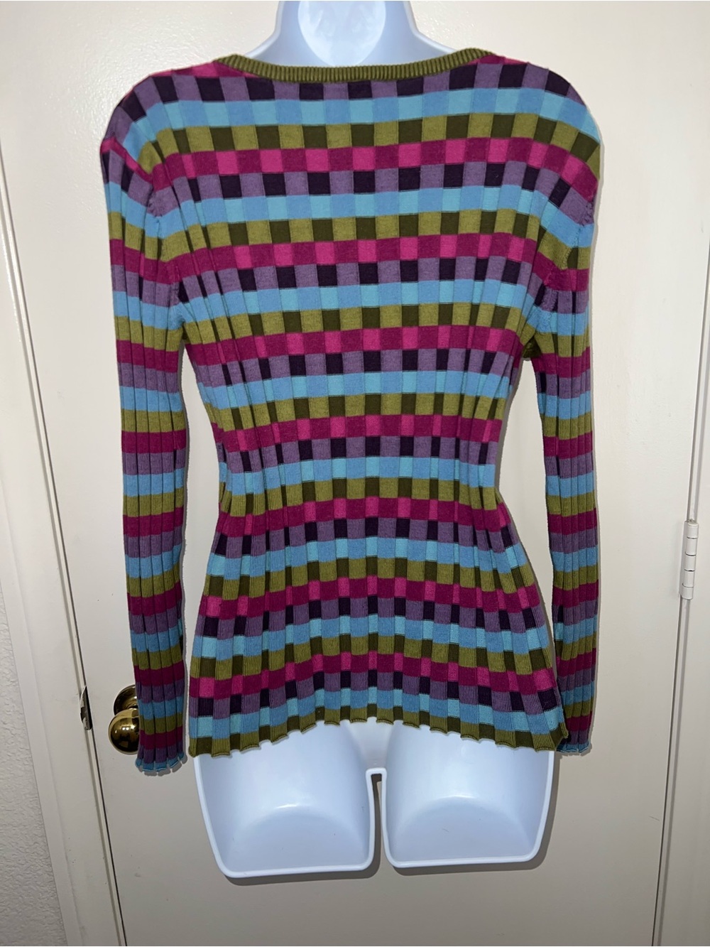 Multicolor Striped Ribbed Women’s Sweater - Picture 3 of 5